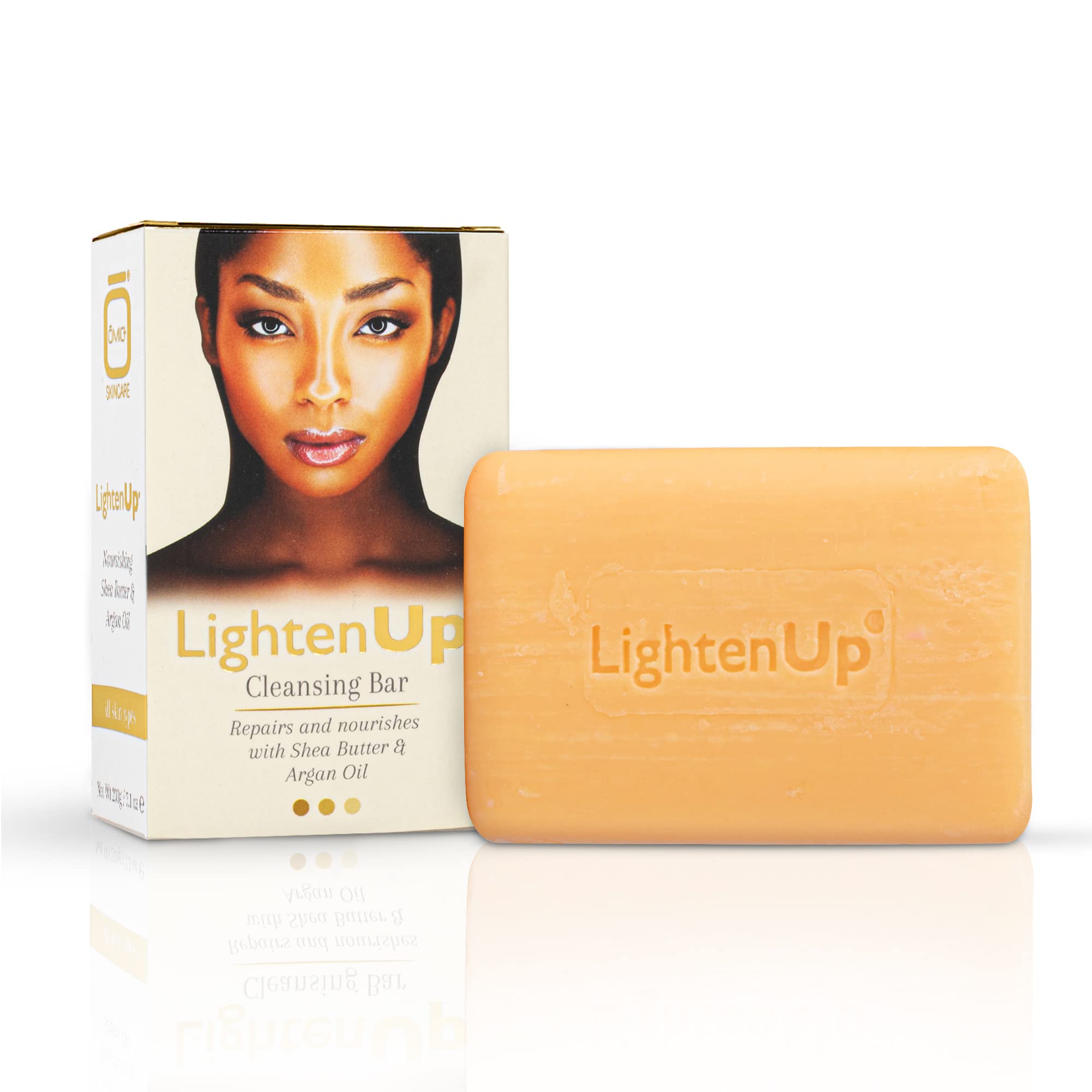 OMIC Lighten-Up Anti-Aging Cleansing Bar Soap for Aging Skin - Anti-Oxidant Properties, Shea Butter & Argan Oil, 200g, A