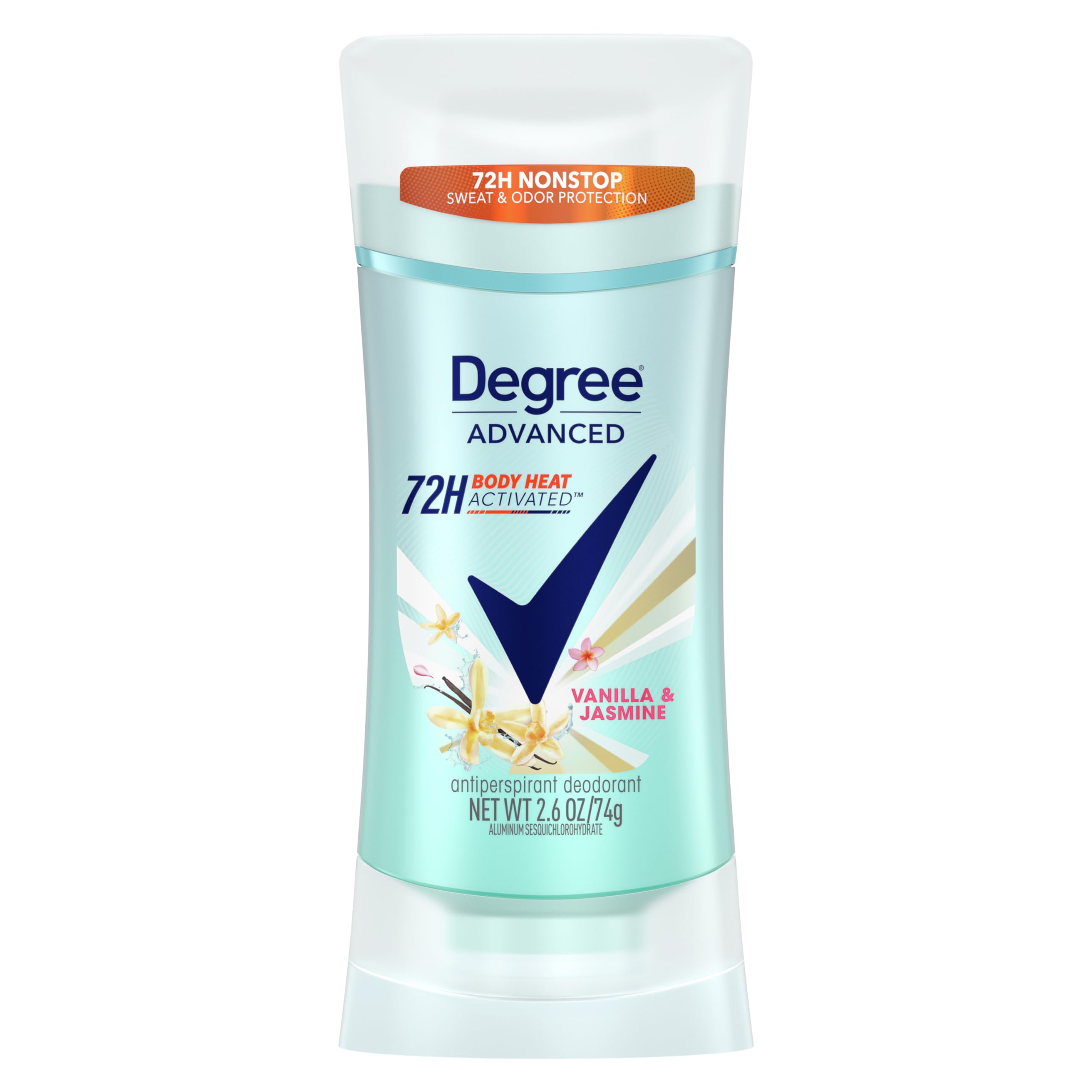 Degree Advanced Protection Antiperspirant Deodorant Vanilla & Jasmine for Women, 72-Hour Sweat & Odor Control, Body Heat